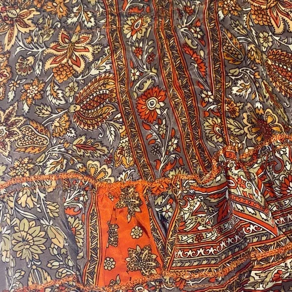 Boho Paisley Halter Ruffle Hem Cami Top - Brown & Rust - Picture 4 of 4